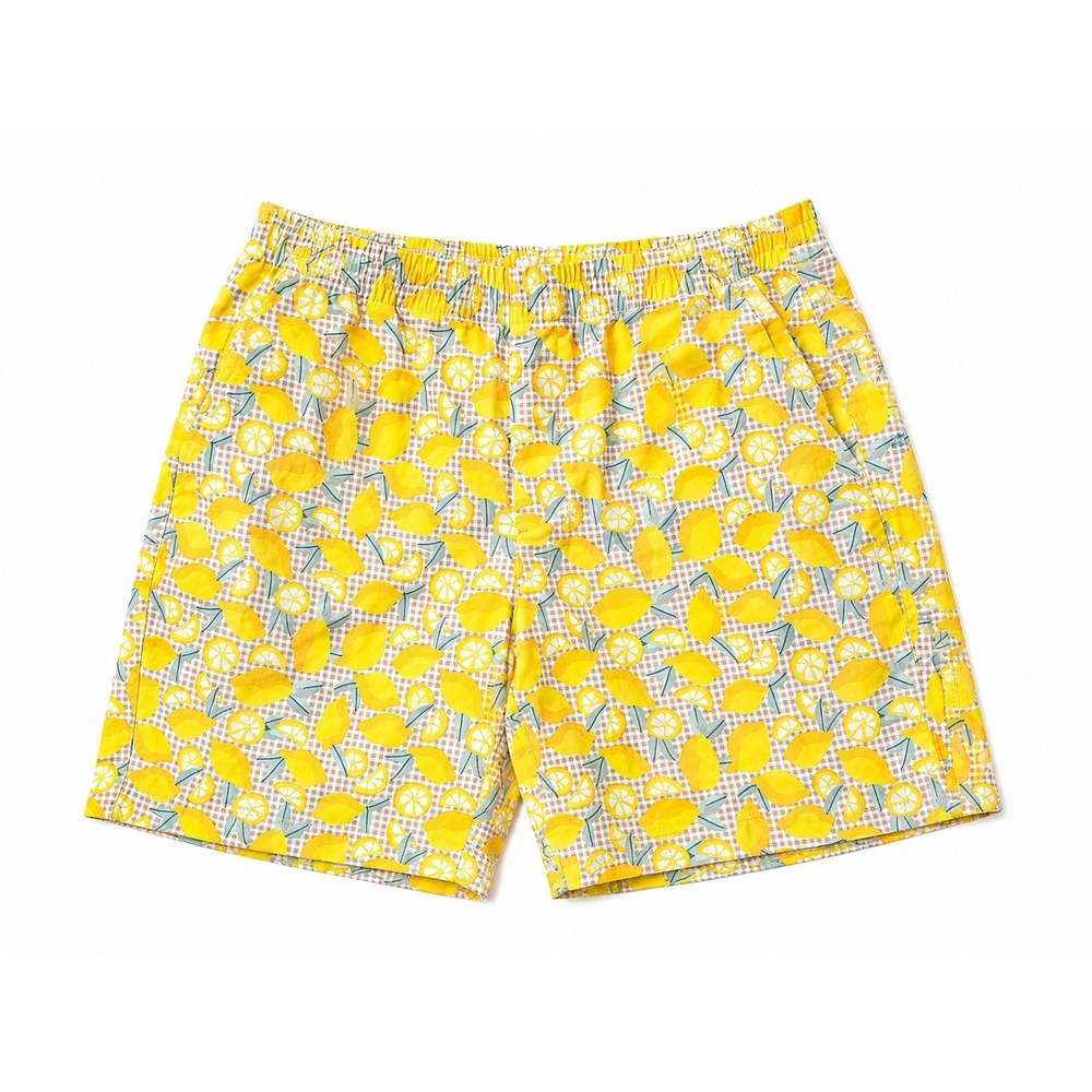 Lands End Womens Shorts Size 8 Yellow Lemon Print Mid Rise Cotton Chino - Picture 1 of 15